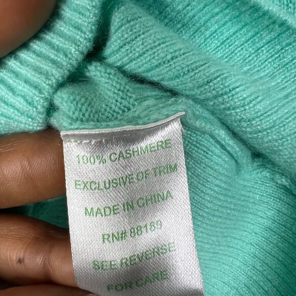Lilly Pulitzer Womens Sweater Medium Mint Green 100% Cashmere Preppy Pastel Top - Picture 8 of 12